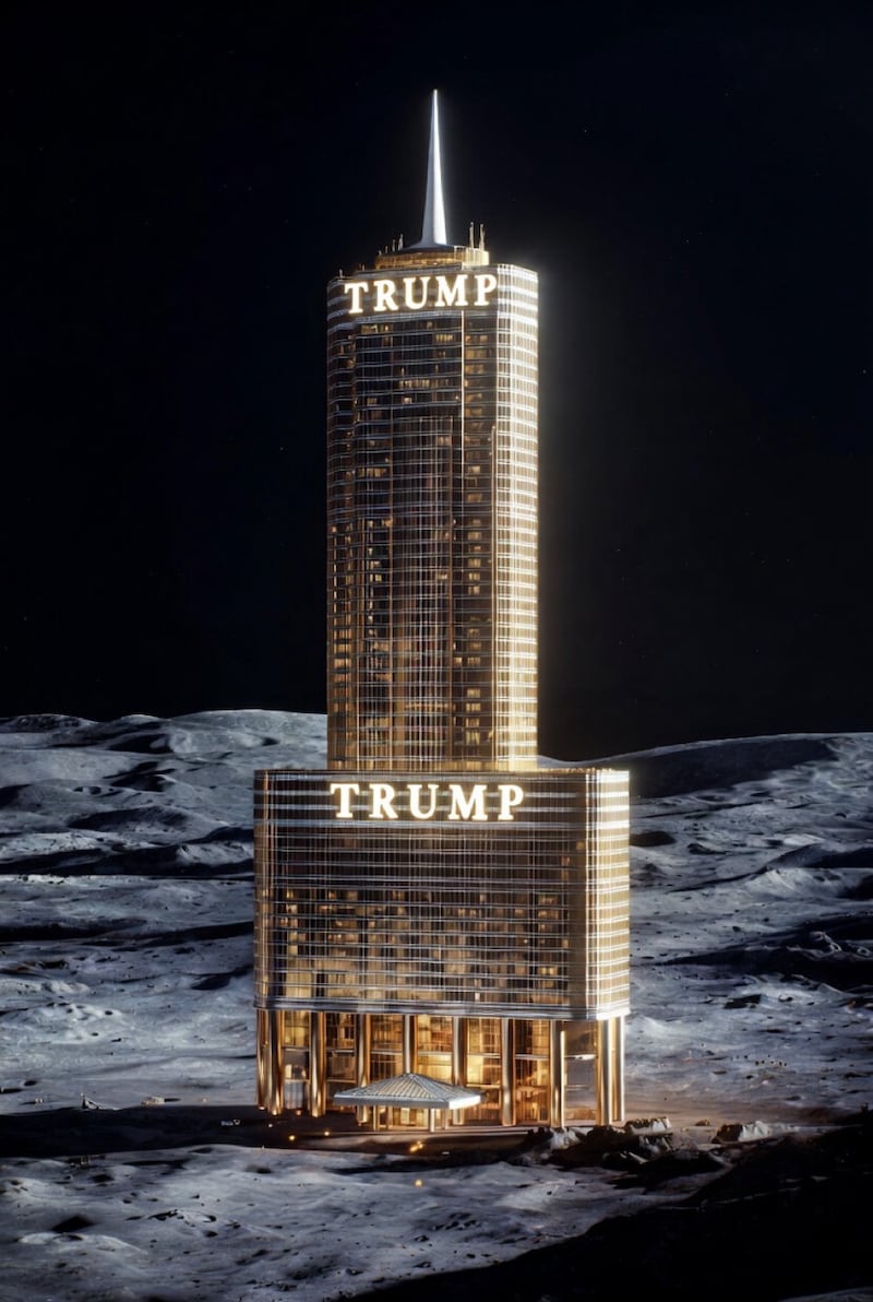 Trump shared this image of a Trump tower on the moon.