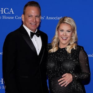White House Press Secretary Karoline Leavitt and her husband Nicholas Riccio pose on the red carpet for the 2026 White House Correspondents' Association (WHCA) dinner in Washington, D.C., U.S., April 25, 2026. REUTERS/Elizabeth Frantz