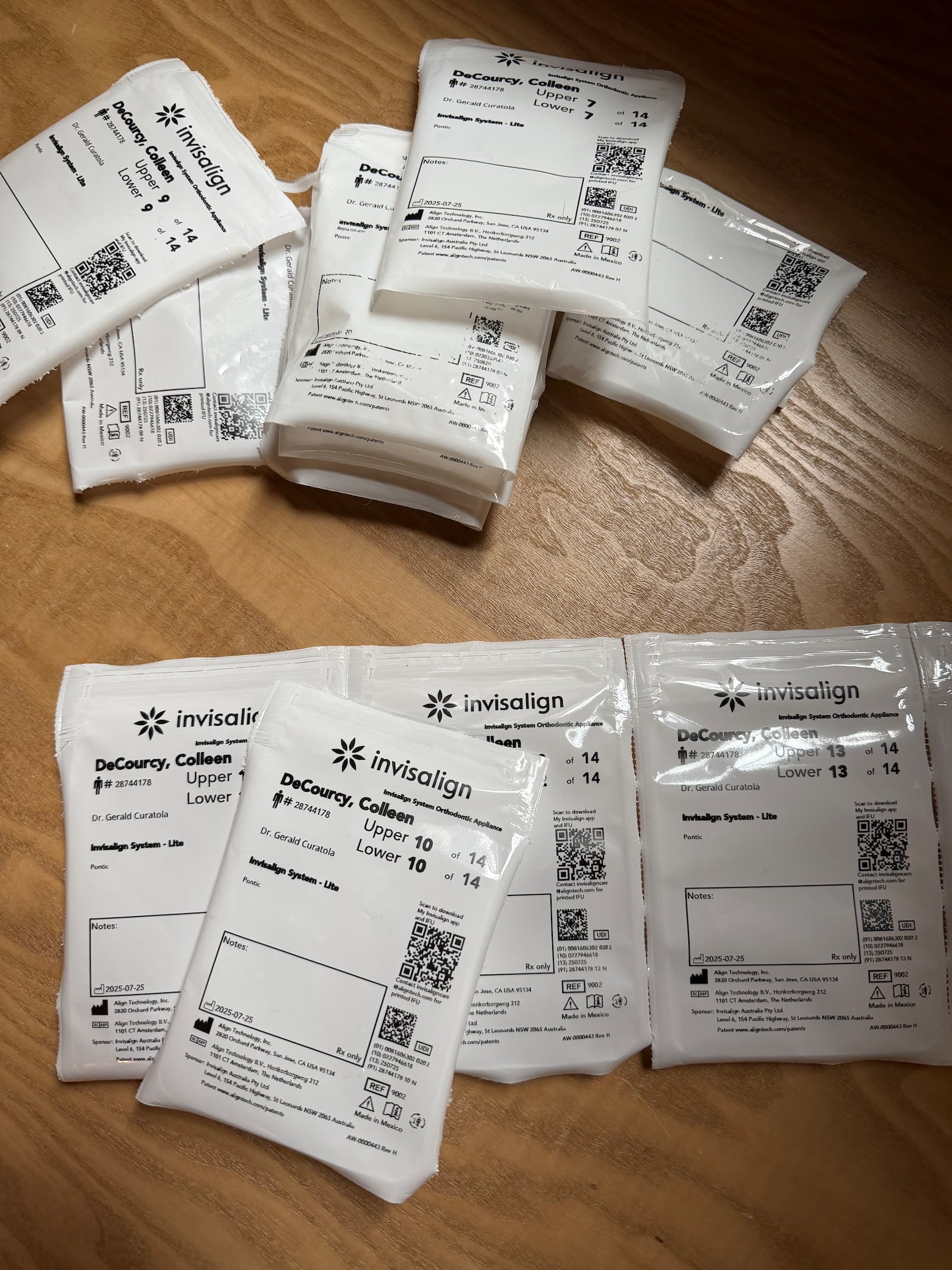 Colleen's Invsalign aligners.