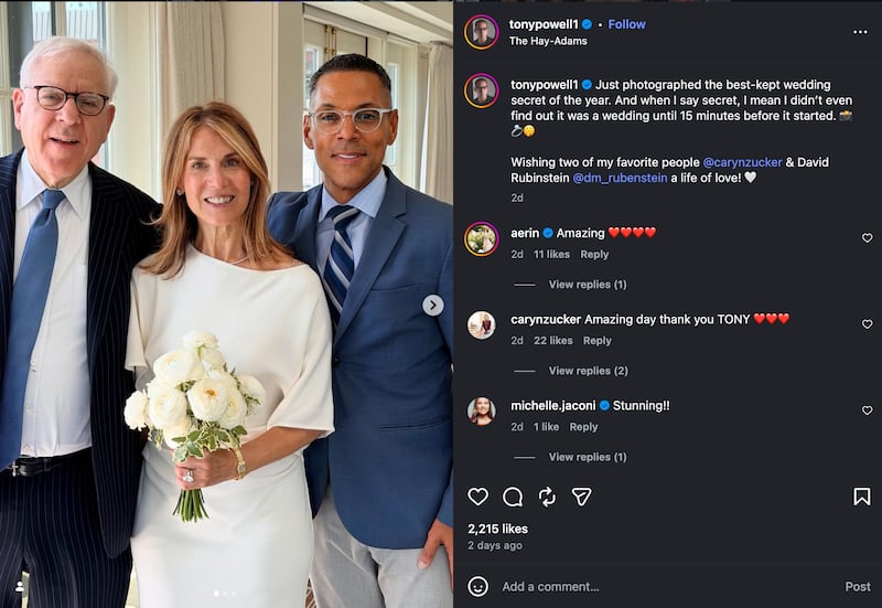 David Rubenstein and Caryn Zucker wed.
