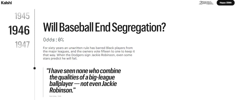 The Kalshi ad featuring Jackie Robinson.