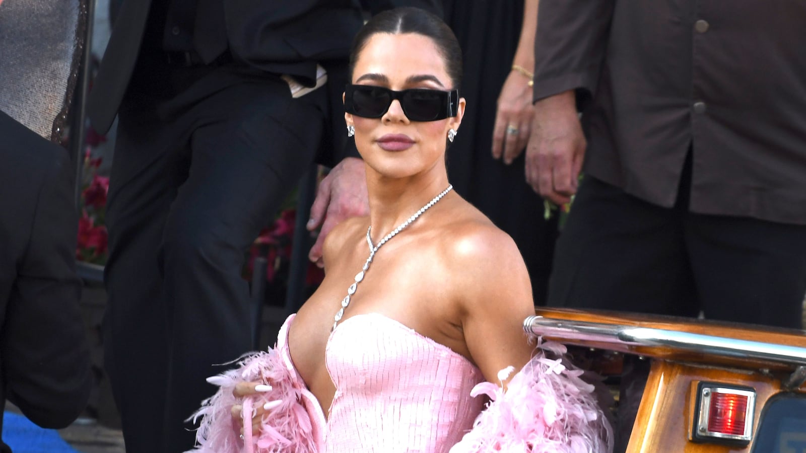 Khloé Kardashian sighting ahead of the Jeff Bezos and Lauren Sanchez wedding on the island of San Giorgio Maggiore on June 27, 2025, in Venice, Italy.