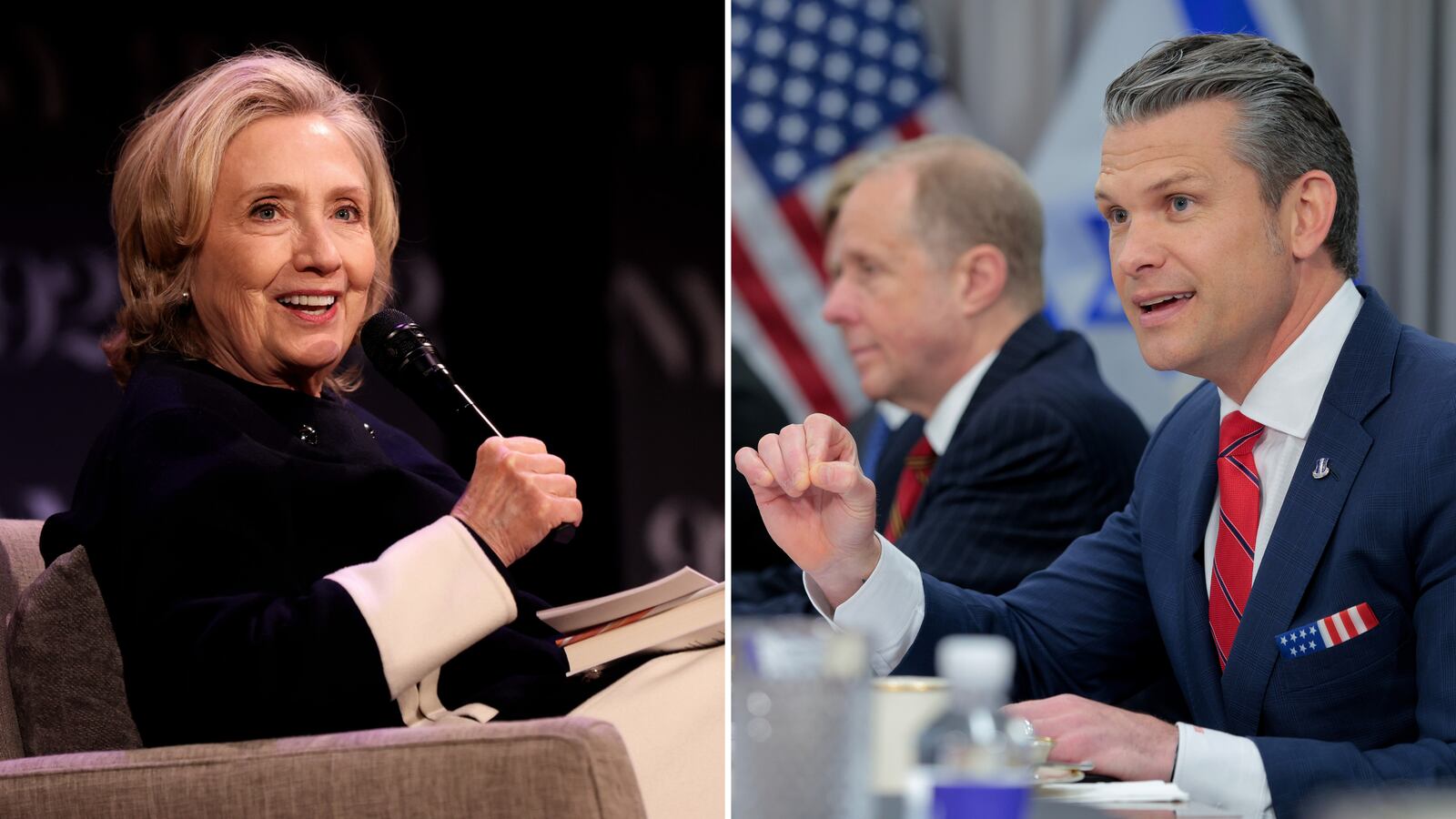 Hillary Clinton and Pete Hegseth