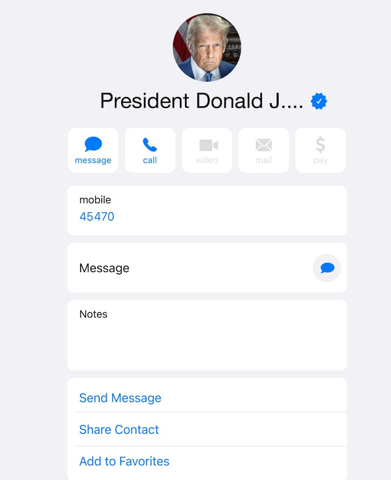 White House's text line.