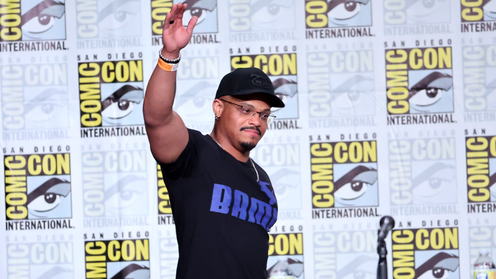 Beau DeMayo speaks onstage at the Marvel Studios animation panel during 2022 Comic-Con International: San Diego.