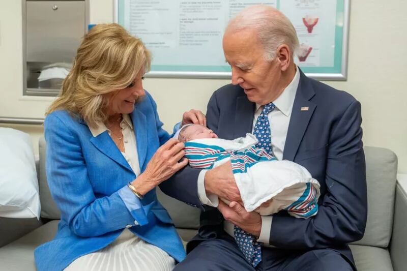 Joe and Jill Biden with their great-grandson, William Brannon Neal IV, in January.