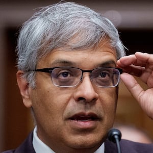 Jayanta Bhattacharya speaks at his confirmation hearing before the Senate Committee on Health, Education, Labor, and Pensions on Capitol Hill on March 5, 2025 in Washington, DC.
