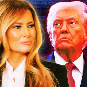 A photo illustration of Melania and Donald Trump.