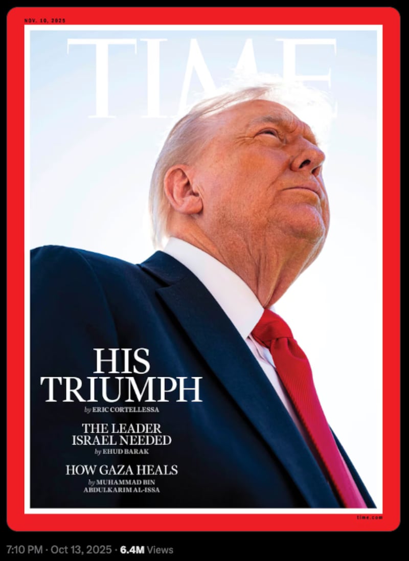 “They ‘disappeared’ my hair,” Trump complained about his Time magazine cover in October.