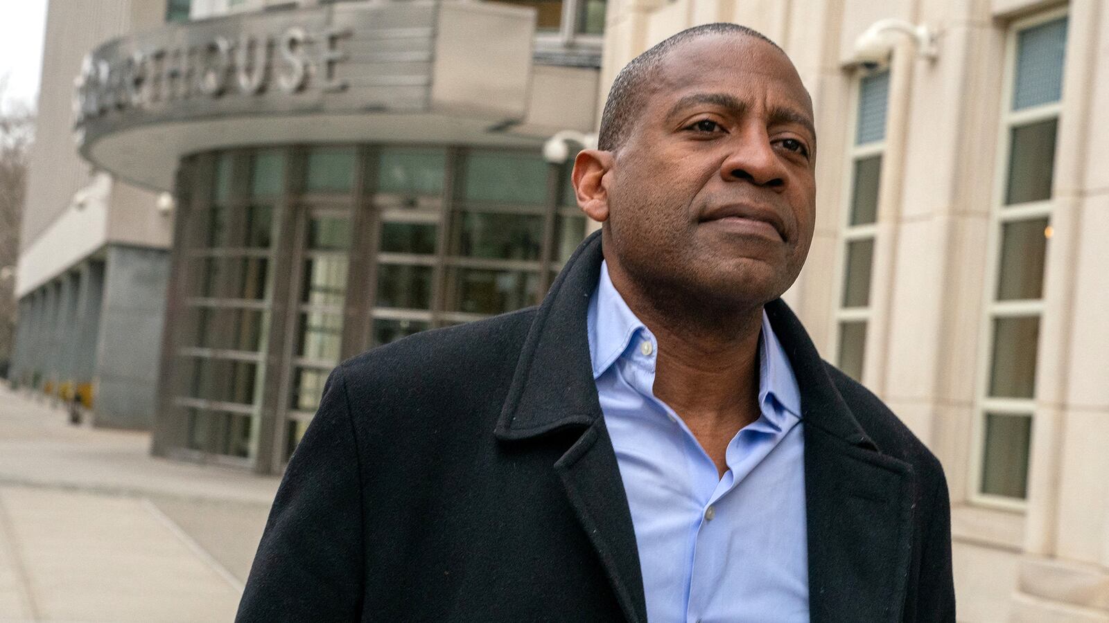 Carlos Watson, CEO of Ozy Media, departs U.S. Federal Court in Brooklyn after being arrested and charged with fraud in New York City, New York, U.S., February 23, 2023.