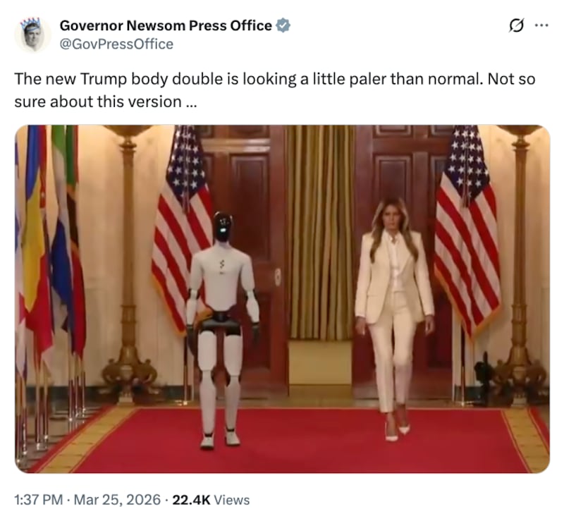 Gavin Newsom Melania Trump