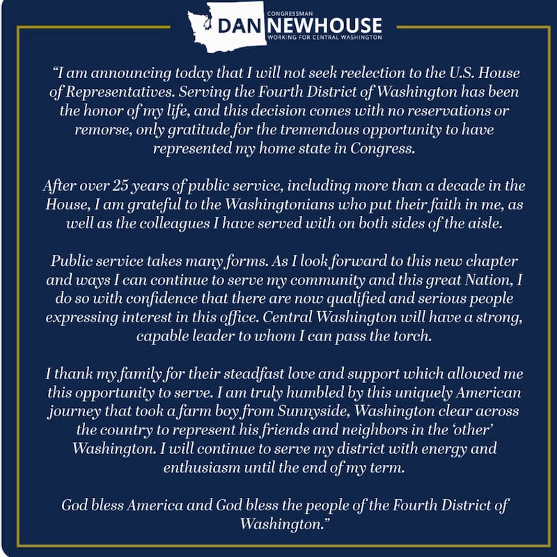 Newhouse shared this statement on X on Dec. 17.
