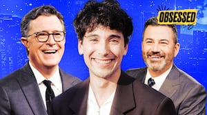 Stephen Colbert, Julian Shapiro-Barnum, and Jimmy Kimmel for The Obsessed Podcast.
