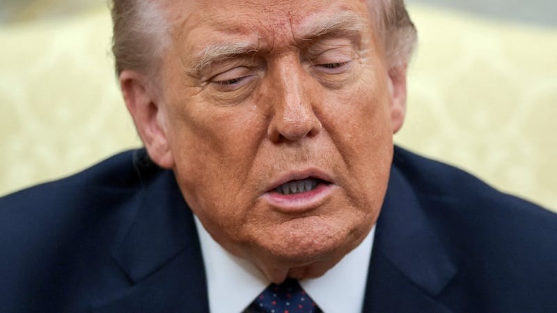 FILE PHOTO: U.S. President Donald Trump speaks as he meets with German Chancellor Friedrich Merz (not pictured) in the Oval Office at the White House in Washington, D.C., U.S., March 3, 2026. REUTERS/Jonathan Ernst/File Photo