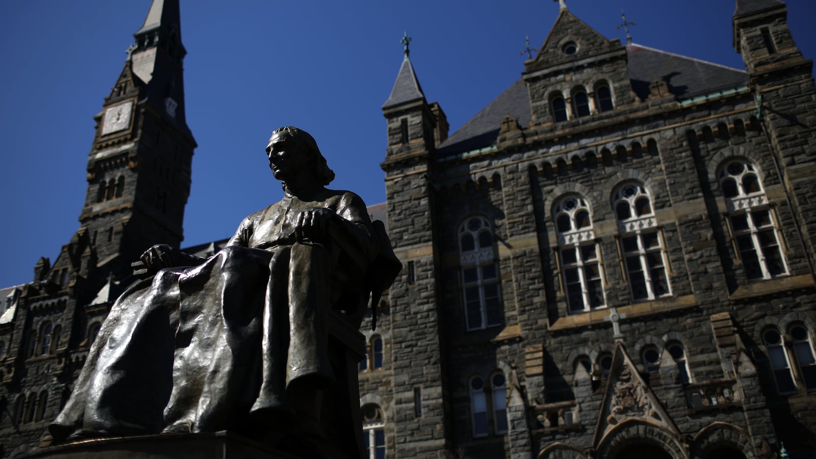The campus of Georgetown University is shown March 12, 2019, in Washington, DC..
