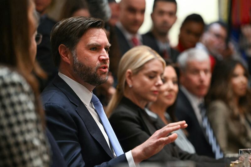 US Vice President JD Vance speaks during a Cabinet Meeting hosted by President Donald Trump