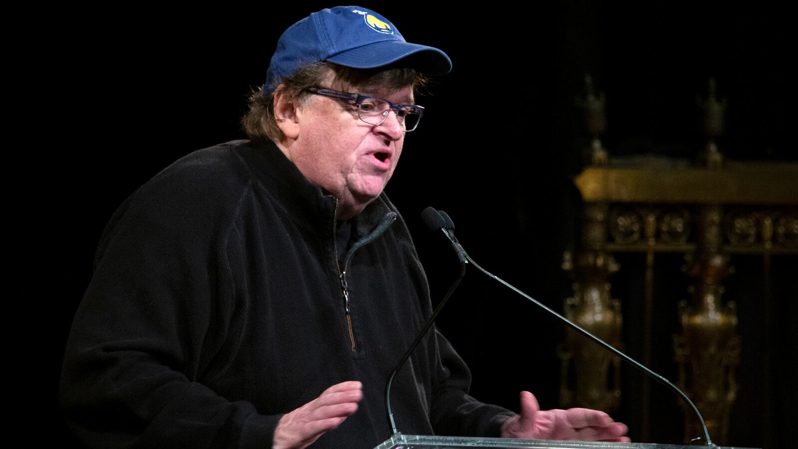 Michael Moore speaks at the 6th Annual DOC NYC Visionaries Tribute at Gotham Hall on November 07, 2019 in New York City.