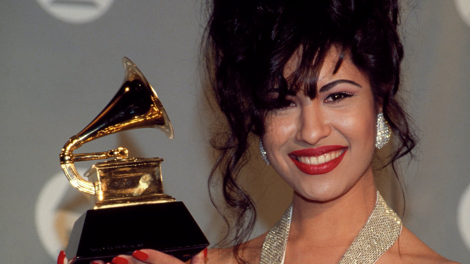 Singer Selena (Quintanilla) receives Grammy Award at The 36th Annual Grammy Awards on March 1, 1994.