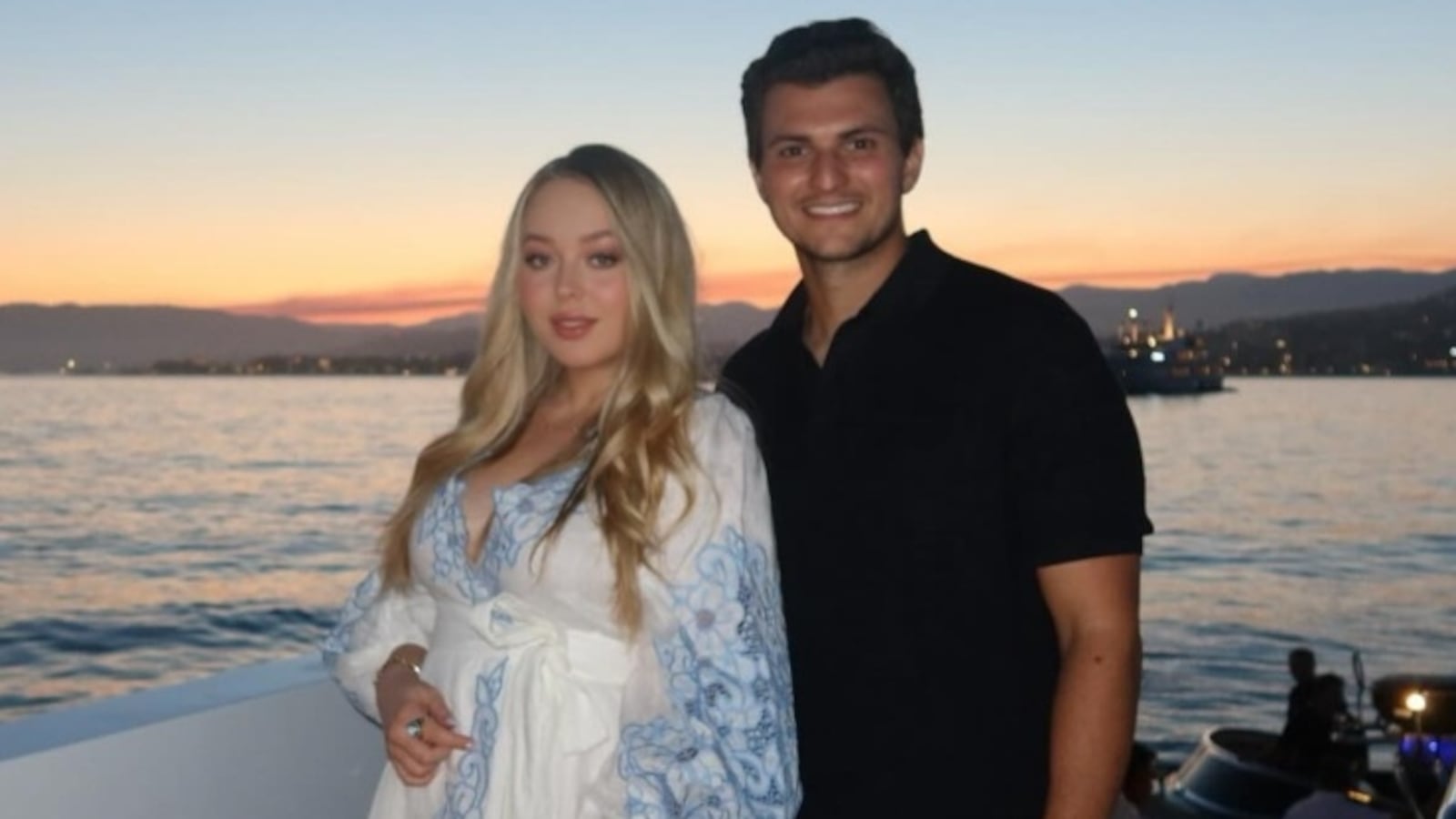 Tiffany Trump and her husband Michael Boulos on a luxury yacht.
