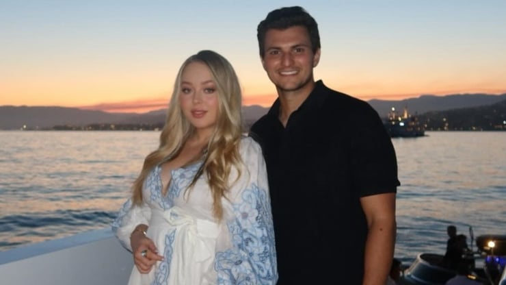 Tiffany Trump and her husband Michael Boulos on a luxury yacht.