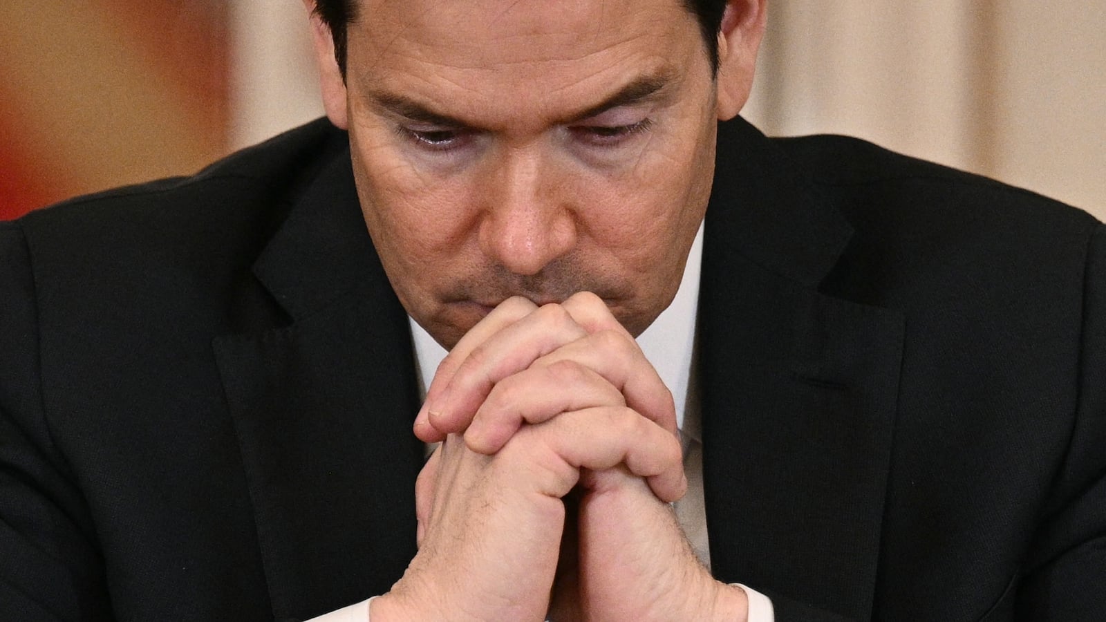 US Secretary of State Marco Rubio attends a roundtable to "save college sports" in the East Room of the White House in Washington, DC, on March 6, 2026. (Photo by Brendan SMIALOWSKI / AFP via Getty Images)