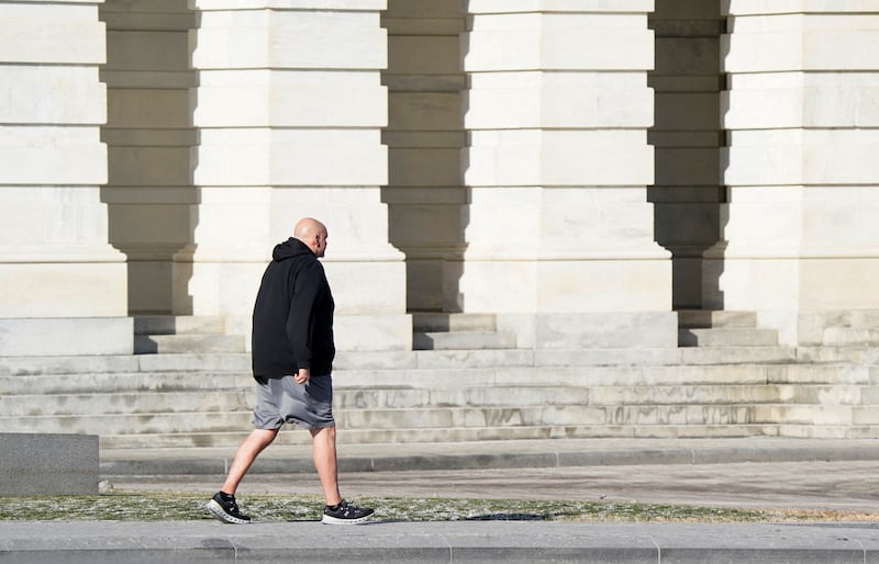 U.S. Senator John Fetterman (D-PA) walks to the U.S. Capitol building on the inauguration day of Donald Trump's second presidential term in Washington, U.S. January 20, 2025.