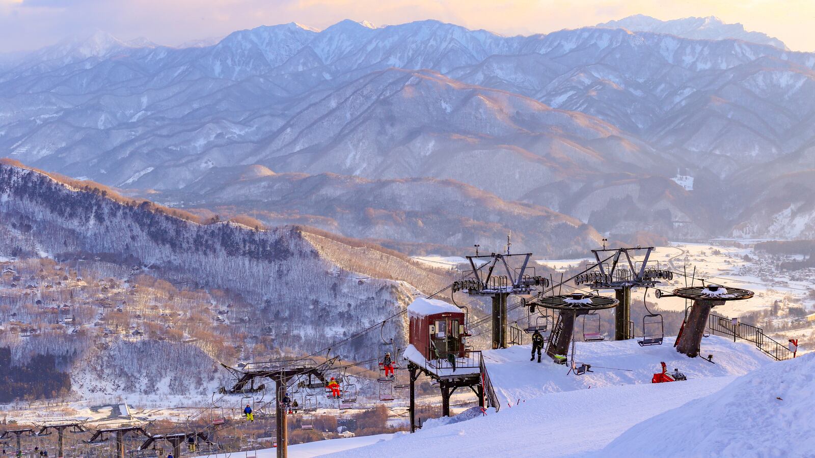 Downhill skiing in Hakuba Valley in Japan.