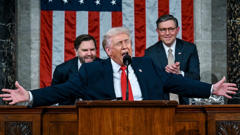 President Donald Trump delivers the State of the Union address during a joint session of Congress in the House Chamber at the Capitol on February 24, 2026 in Washington, DC.