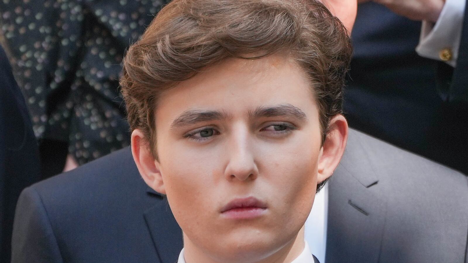Barron Trump is seen at the funeral of Ivana Trump on July 20, 2022 in New York City.