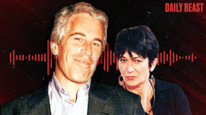 An animated gif of Jeffrey Epstein and Ghislaine Maxwell with soundwaves.