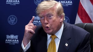 US President Donald Trump reacts as he meets with NATO Secretary General on the sidelines of the NATO summit in Ankara, on July 8, 2026.