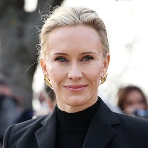 PARIS, FRANCE - MARCH 05: Amy Griffin attends the Schiaparelli Womenswear Fall/Winter 2026-2027 show as part of Paris Fashion Week on March 05, 2026 in Paris, France. (Photo by Pierre Suu/Getty Images)