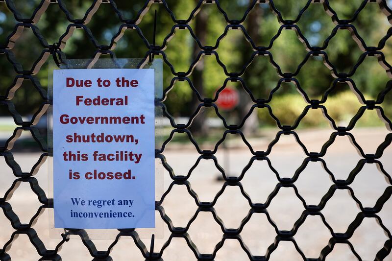WASHINGTON, DC - OCTOBER 01: A sign on the entrance to the U.S. National Arboretum is seen as it is closed due to the federal government shut down on October 01, 2025 in Washington, DC. The government shut down early Wednesday after Congress failed to reach a funding deal. (Photo by Kevin Dietsch/Getty Images)