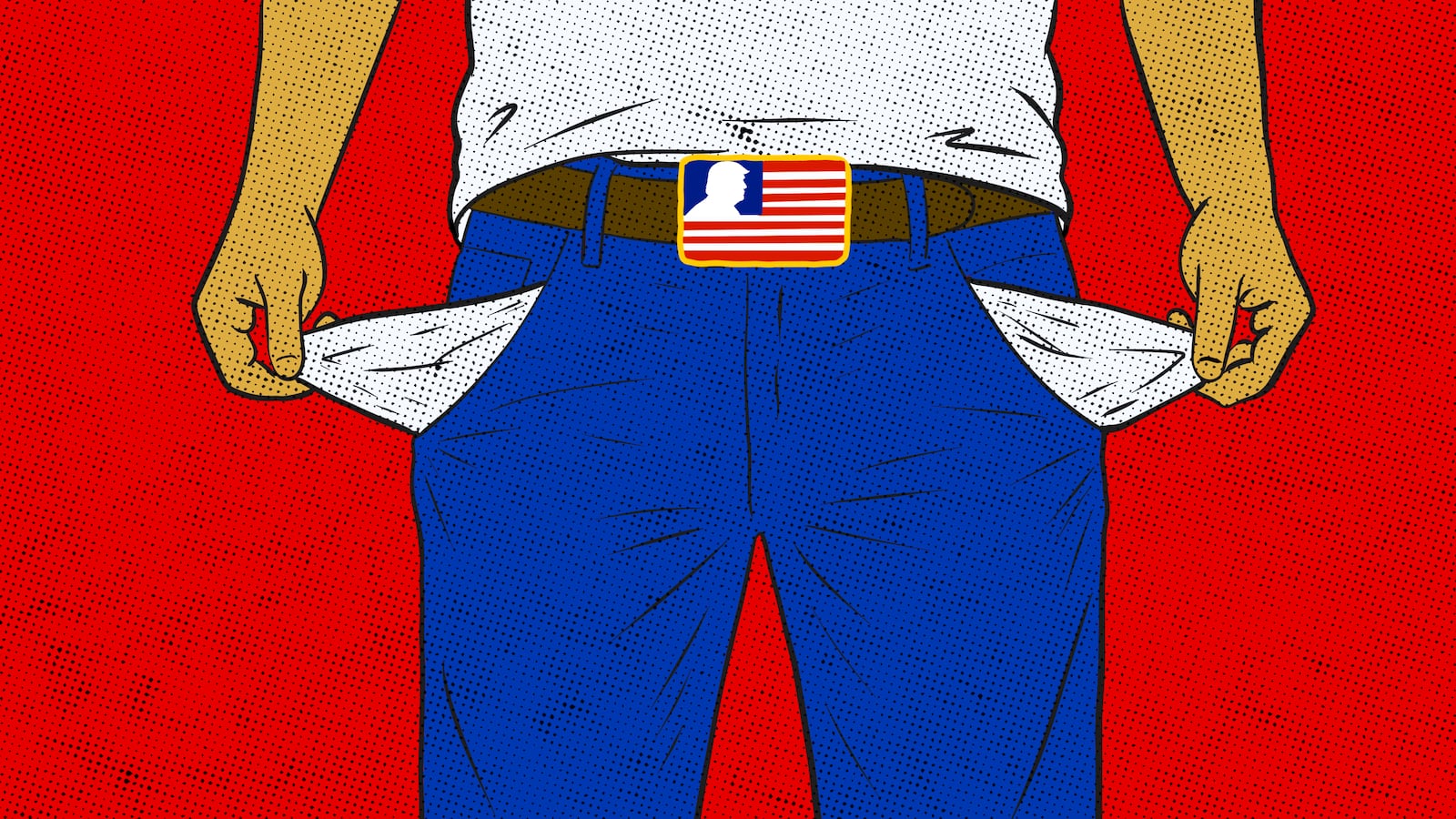 empty pockets illustration, illo