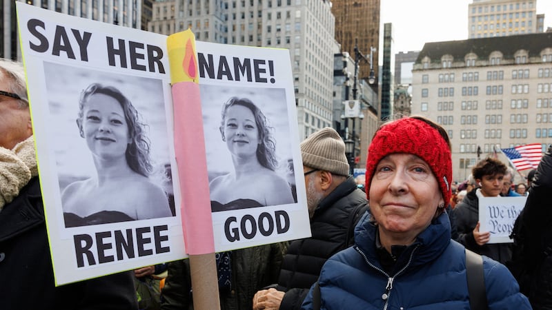 Thousands of people participate in a 'No Wars, No Kings, No ICE' protest against the policies of the Trump administration.