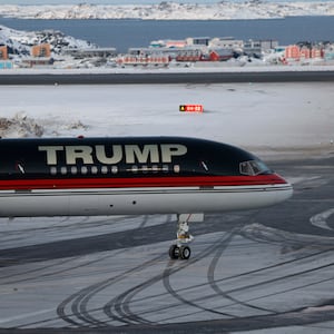 An aircraft reportedly carrying Donald Trump Jr. arrives in Nuuk, Greenland, on January 7, 2025.