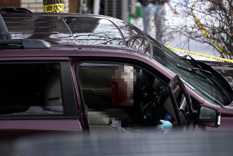 Police tape surrounds a vehicle suspected to be involved in a shooting by an ICE agent during federal law enforcement operations on January 07, 2026 in Minneapolis, Minnesota. According to federal officials, the agent, “fearing for his life” killed a woman during a confrontation in south Minneapolis.