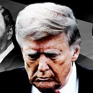 An image of President Donald Trump in front of Russian President Vladimir Putin with the text: "Inside Trump's Head" and "The F***ed President."