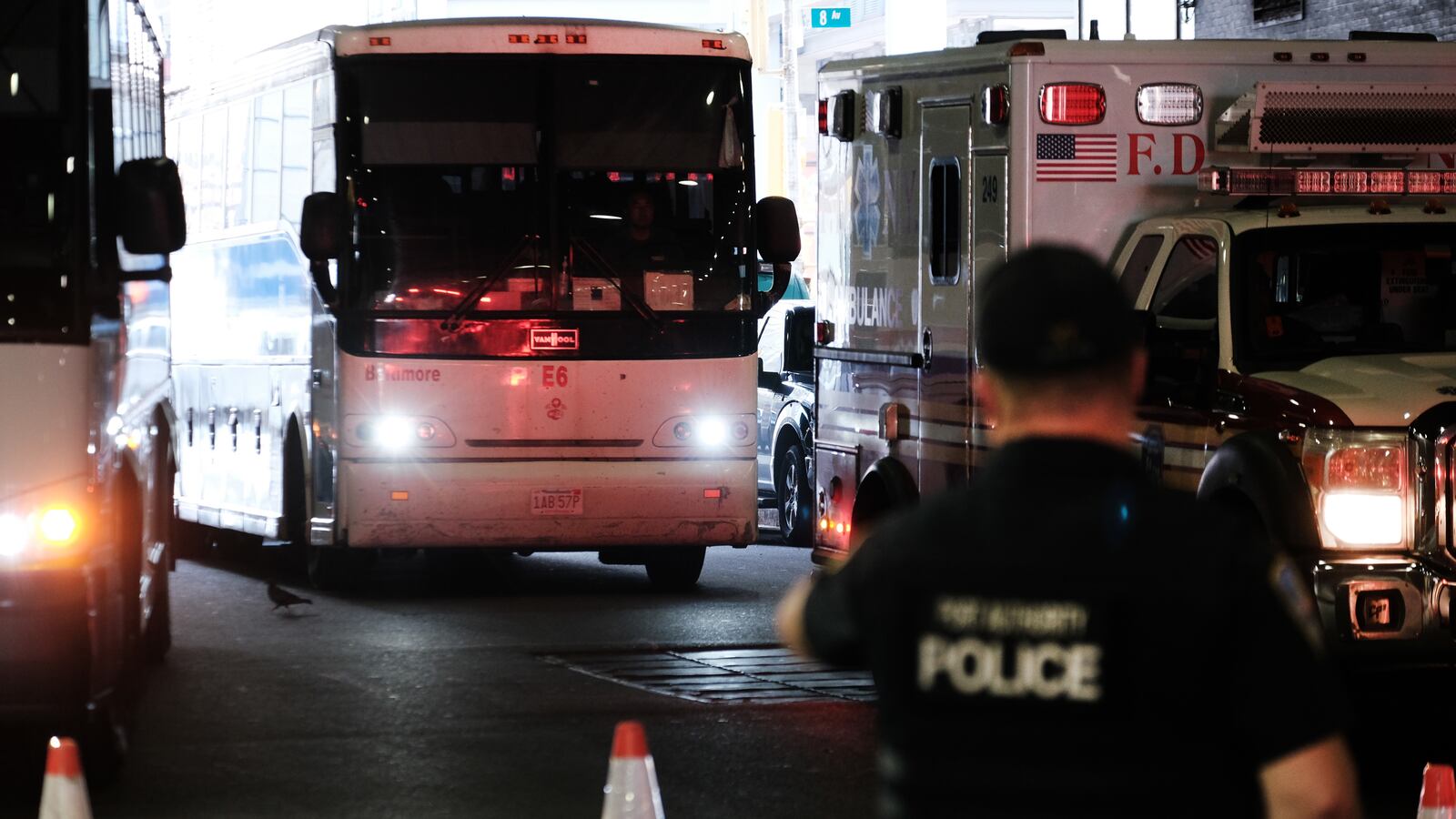 Migrant bus in New York City