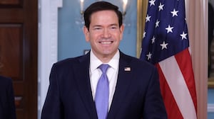 Secretary of State Marco Rubio welcomes Austrian Foreign Minister Beate Meinl-Reisinger to the State Department on August 11, 2026 in Washington, DC where he did not answer a question about Trump secretly ditching the former Air Force One while leaving Turkey last month.
