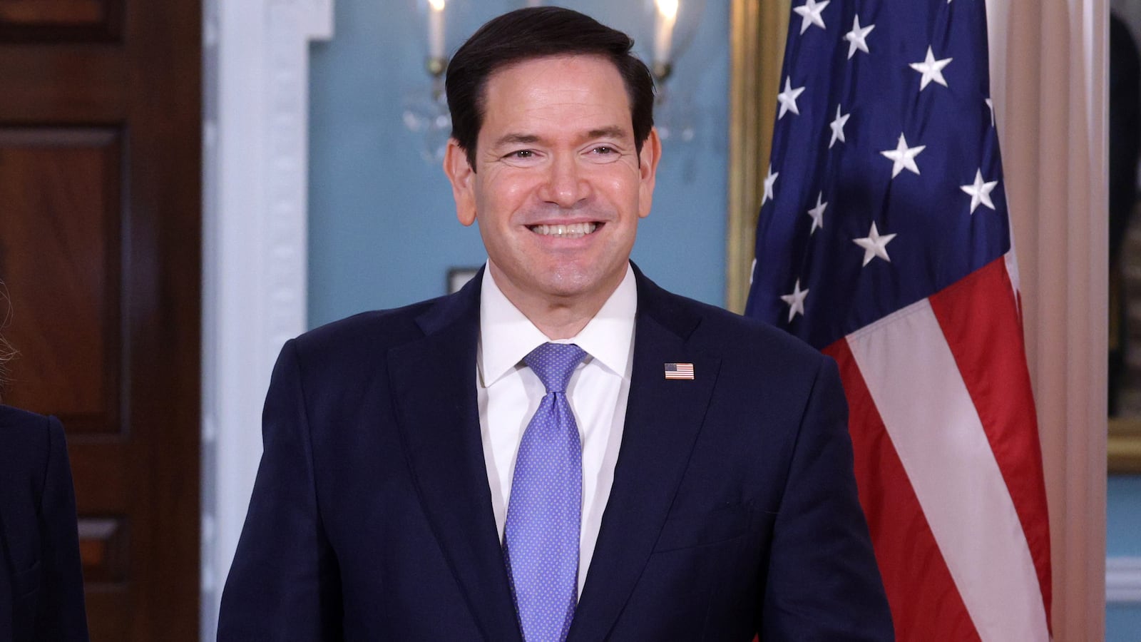 Secretary of State Marco Rubio welcomes Austrian Foreign Minister Beate Meinl-Reisinger to the State Department on August 11, 2026 in Washington, DC where he did not answer a question about Trump secretly ditching the former Air Force One while leaving Turkey last month.