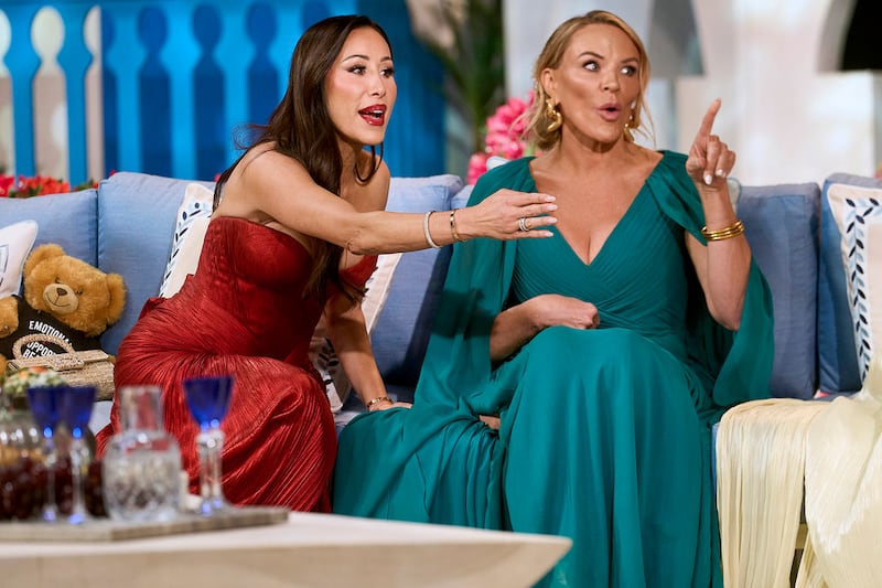 Angie Katsanevas and Heather Gay (pictured) spar with Lisa Barlow.