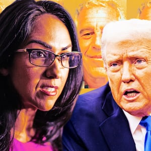 A photo illustration of Lauren Boebert and Donald Trump.