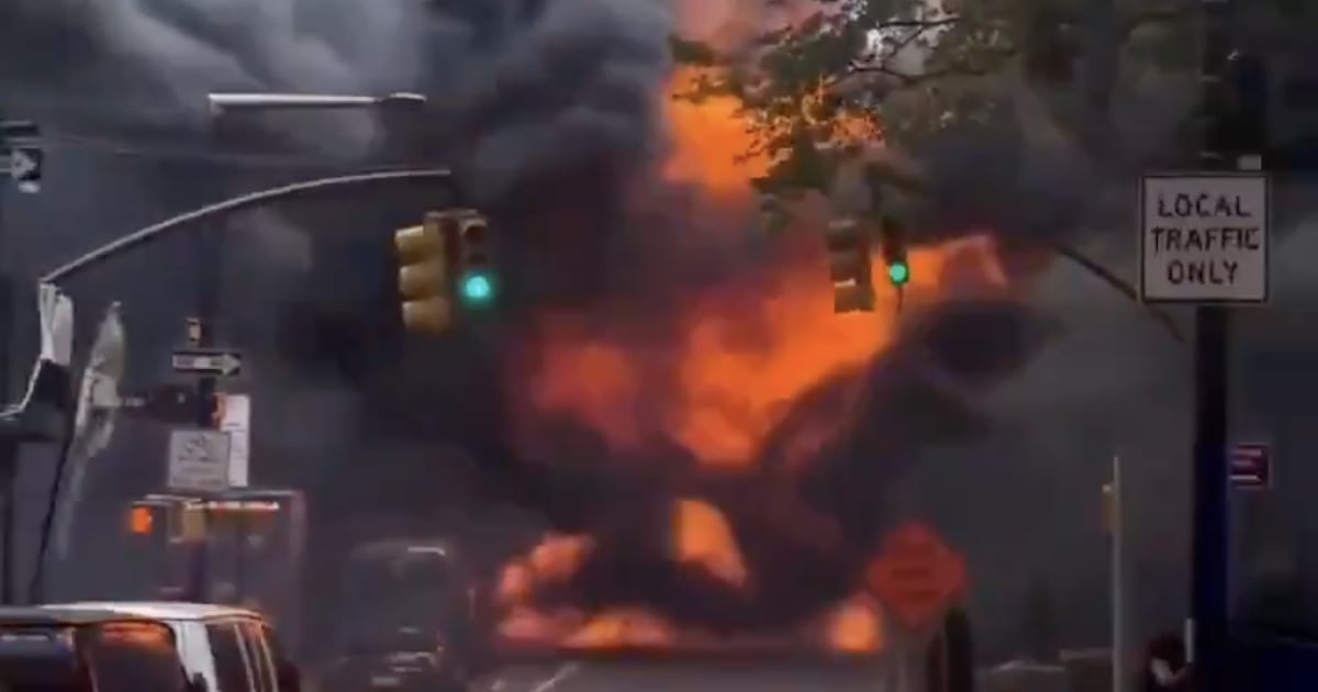 Intense Moment Car Explodes in Fireball in New York