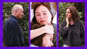 A photo illustration of scenes of the cast of Sentimental Value.