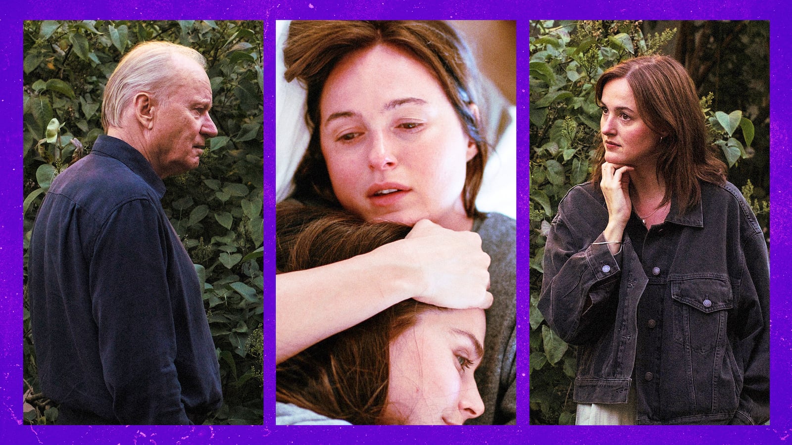 A photo illustration of scenes of the cast of Sentimental Value.