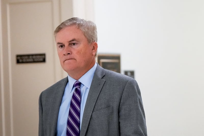 Chairman James Comer of the House Oversight Committee walks in a hallway after billionaire investor Leon Black did not appear for a closed, transcribed interview with his committee as part of their investigation into the late financier and convicted sex offender Jeffrey Epstein, on Capitol Hill in Washington, on September 3, 2026.
