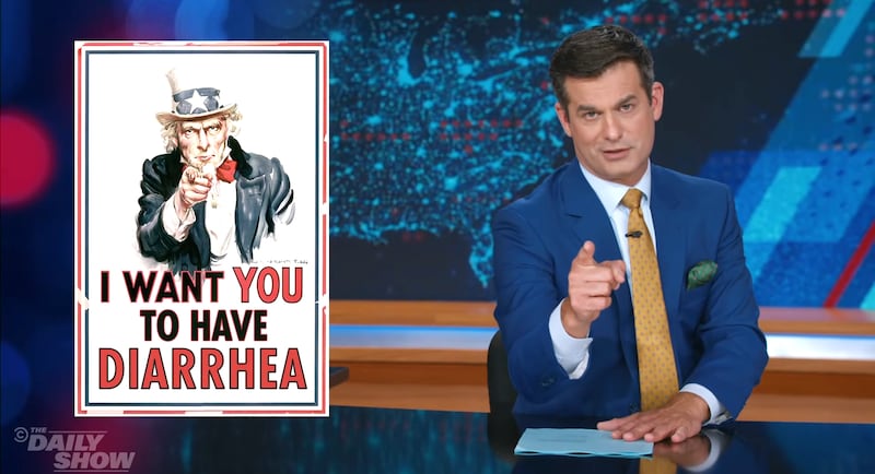 The Daily Show, Michael Kosta showing mock Uncle Sam poster