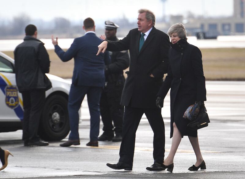 Theresa May with Sir Kim Darroch,