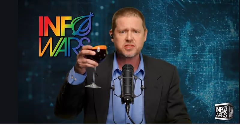 Tim Heidecker drinks "real human blood" in InfoWars debut.